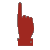 Red Glass Hand Pointing Up
